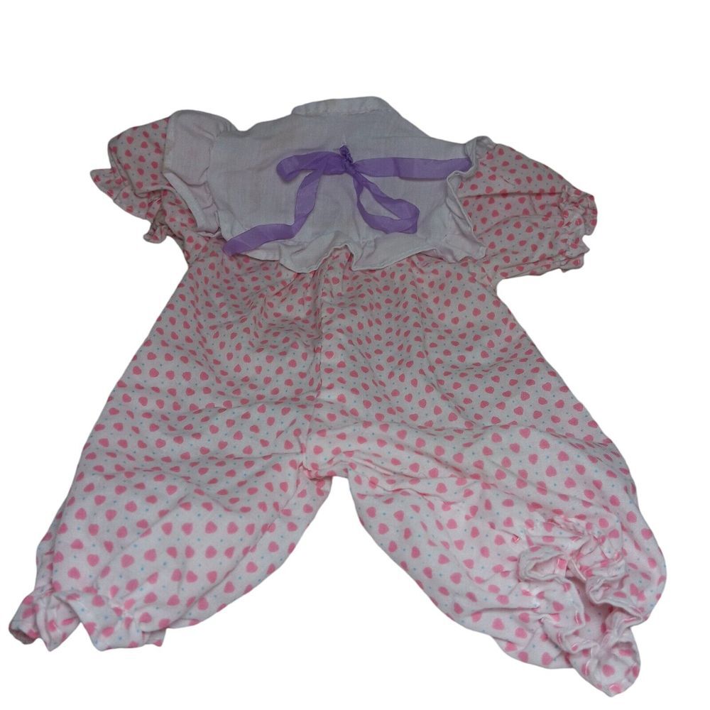 Vintage Doll Romper One Piece Jumper Pink hearts purple‎ bow Please Read